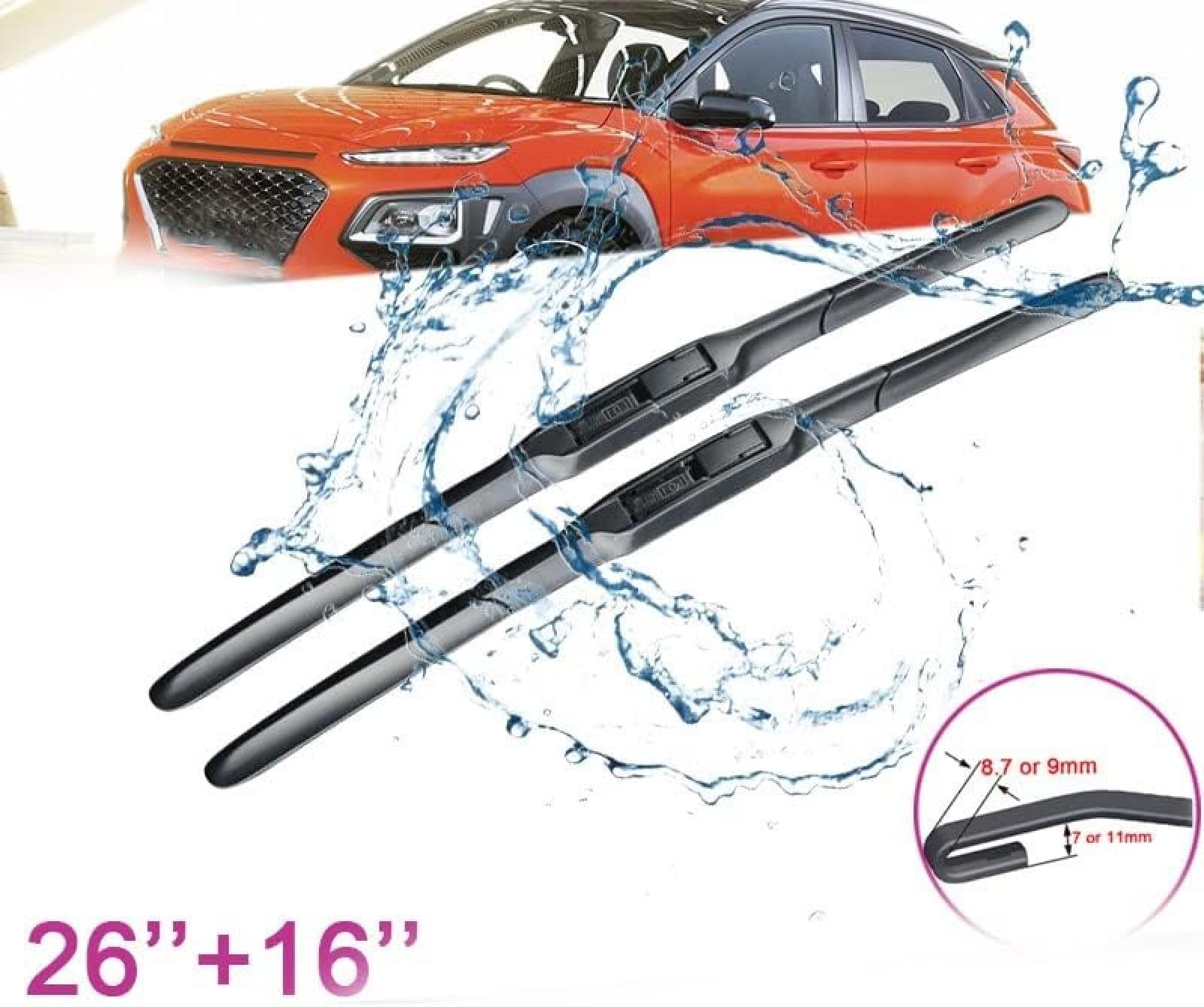 Balais D'essuie-glace Avant/arrière Pour Hyundai Kona N Hybrid 2017-2022 - Lot De 3, Caoutchouc Naturel