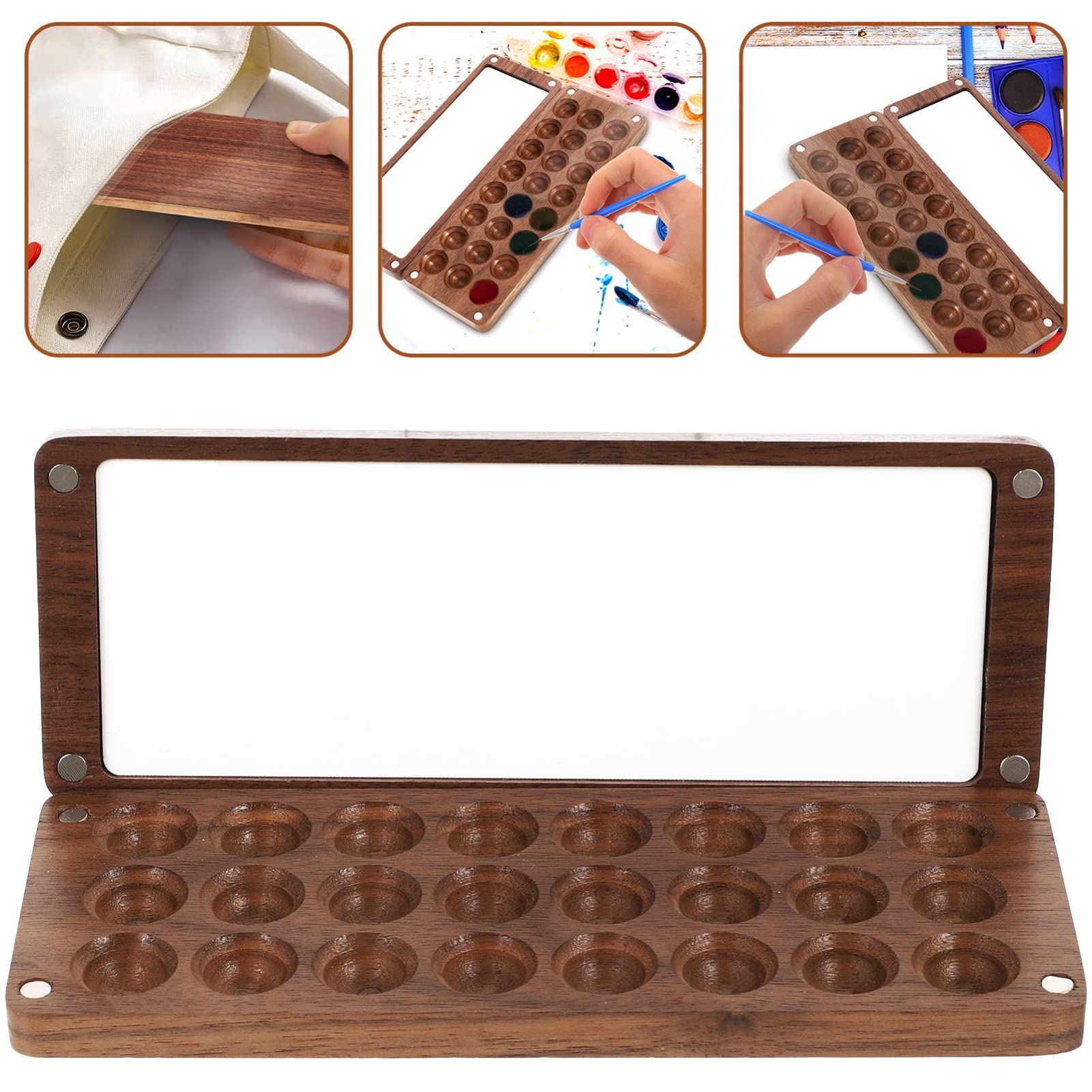 EXCEART 2piezas Caja De Pintura Acuarela Portátil De Madera Estuche De Pigmentos para Arte para Viajes y Pintura Al Aire