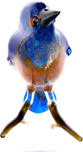 Miniatura 4 de Figura de pájaro soplado a mano, arte de cristal de Murano hecho a mano, colección de animales en miniatura, escultura soplada, adorno, figurilla,