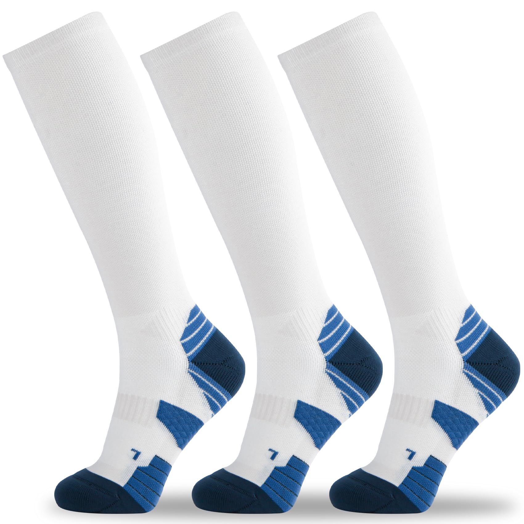 LIN PERFORMANCE3 Pairs Light Compression Socks for Women and Men 8-15 mmHg Knee High Support Sock for Running Sport Athletic