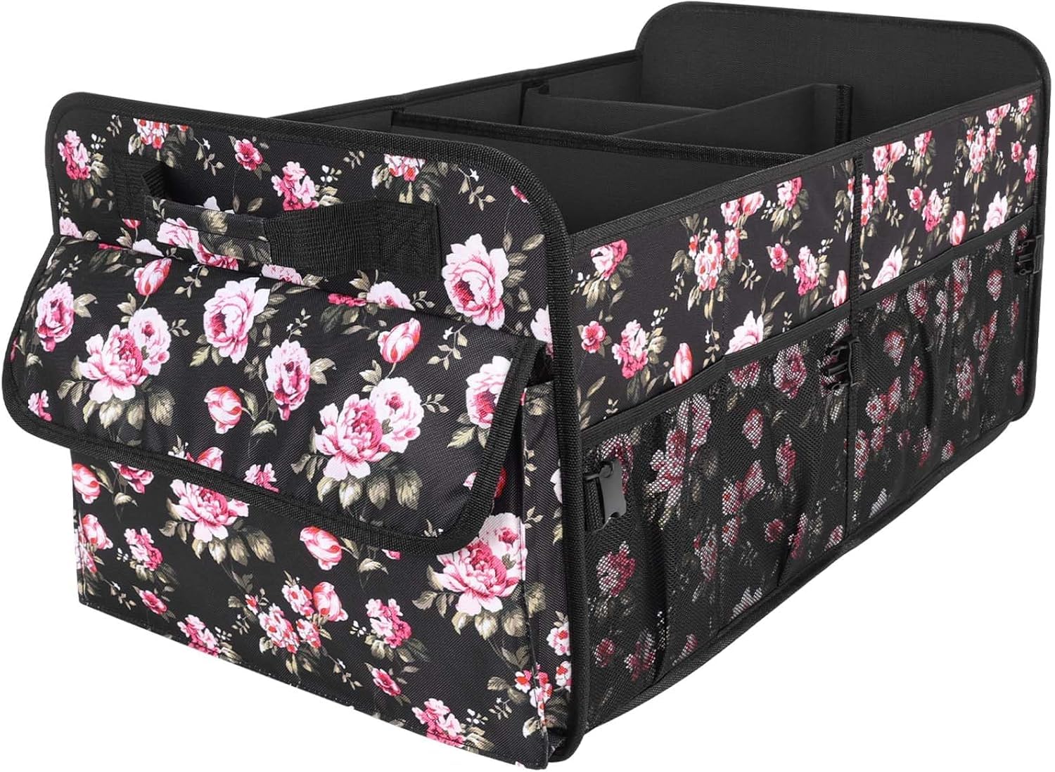 YOHOOLYO Car Trunk Organizer for SUV 72L Large Capacity Collapsible 4 Compartment Storage Multicolor Car Accessories for Women