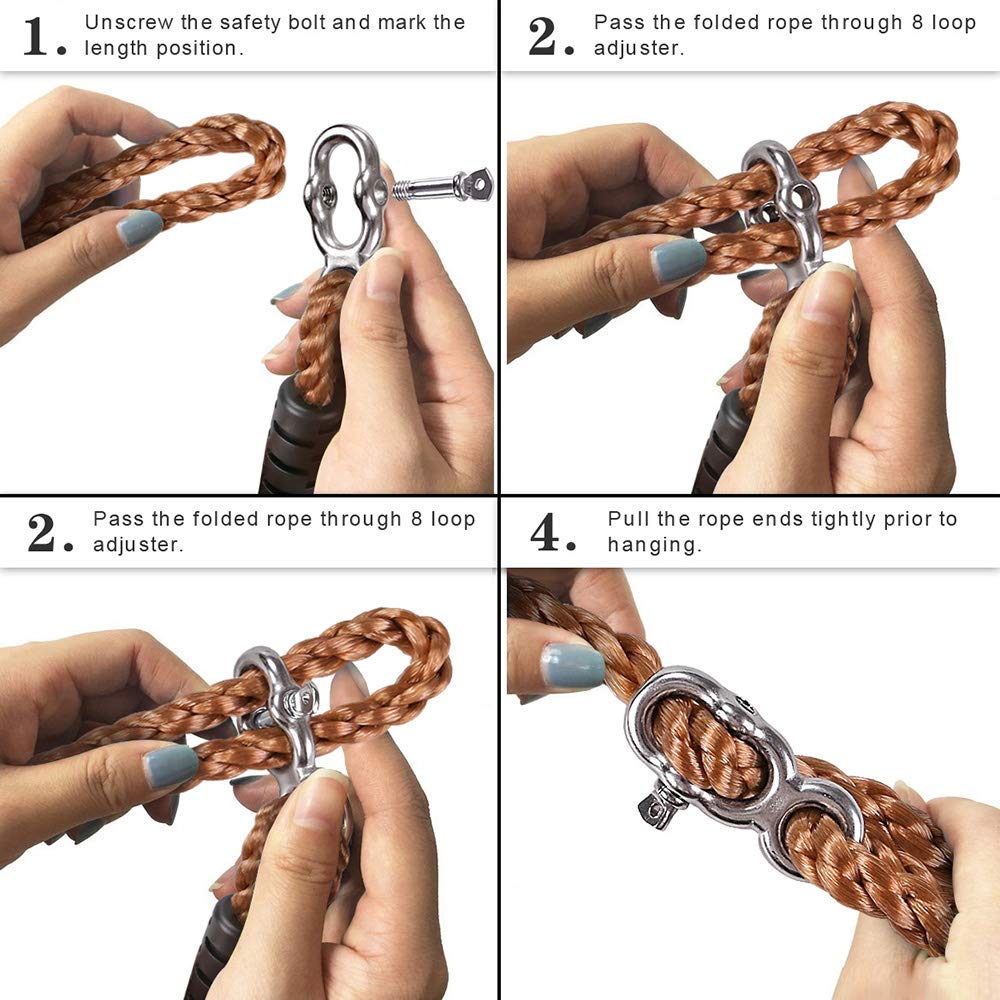 SELEWARE Tree Swing Ropes Hammock Chair Straps Hanging Kit, Length Adjustable Nylon Rope Holds to 1000lbs - Image 3