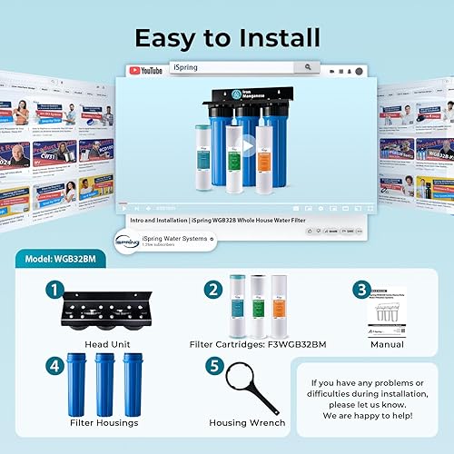 Miniatura 8 de iSpring - Sistema de filtro de agua para toda la casa, reduce el hierro, manganeso, cloro, sedimento, sabor y olor, filtro de hierro de 3 etapas