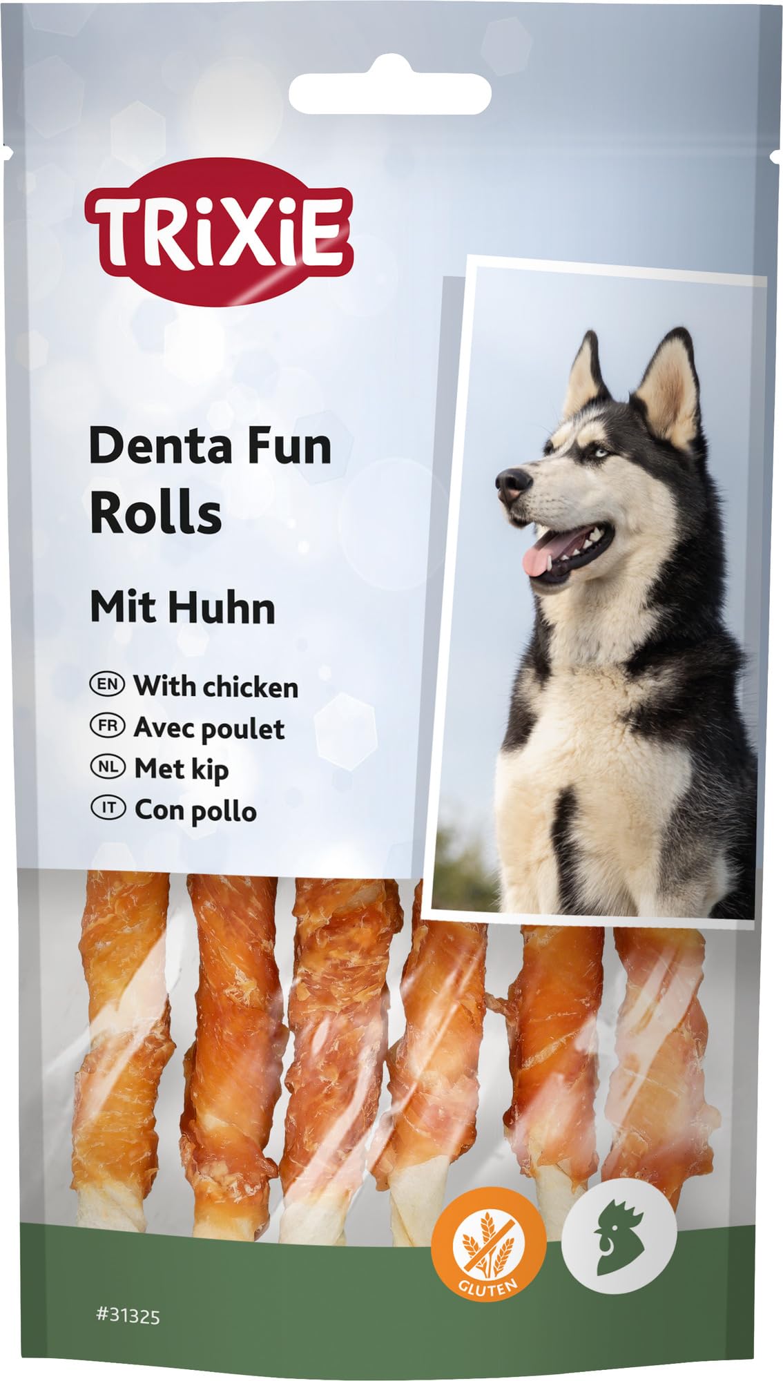 Trixie Denta Fun 6 Chicken Chewing Rolls Dog Chews - 70G