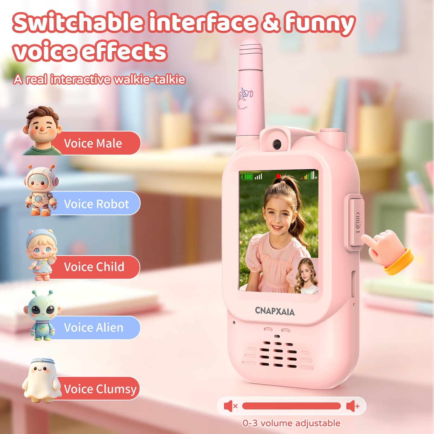 Walkie Talkie Kinder mit Video, Kinder Funkgerät Aufladbar mit Kamera, Selfie & Sprachchat, Geburtstagsgeschenk Weihnachten Geschenk Spielzeug ab 3 4 5 6 8 7 9 10 11 Jahre Mädchen (Rosa/Rosa)