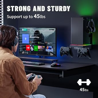 Allnice Wall Mount Cooling Stand for Xbox Series X Accessories, Wall Mount Vertical Cooling Fan for Xbox Series X with RGB Light, 3 USB Ports, Adjustable Fans Speed, Controlle and Headset Holder