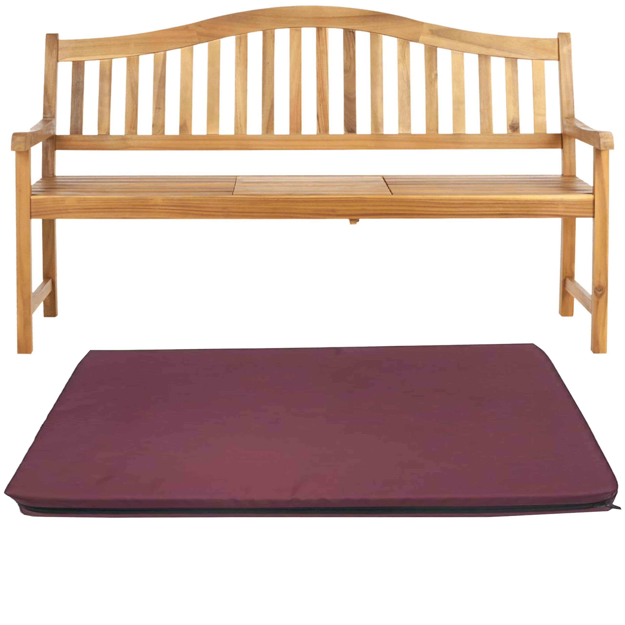 GRIZZLY FOAM Waterproof 1 2 3-Seater Indoor/Outdoor Bench Pad Seat Cushion Garden Furniture Comfortable with Removable Cover Ask for Any Customized Size (Burgundy, 15x45x2inch 38x114x5cm) — image 1