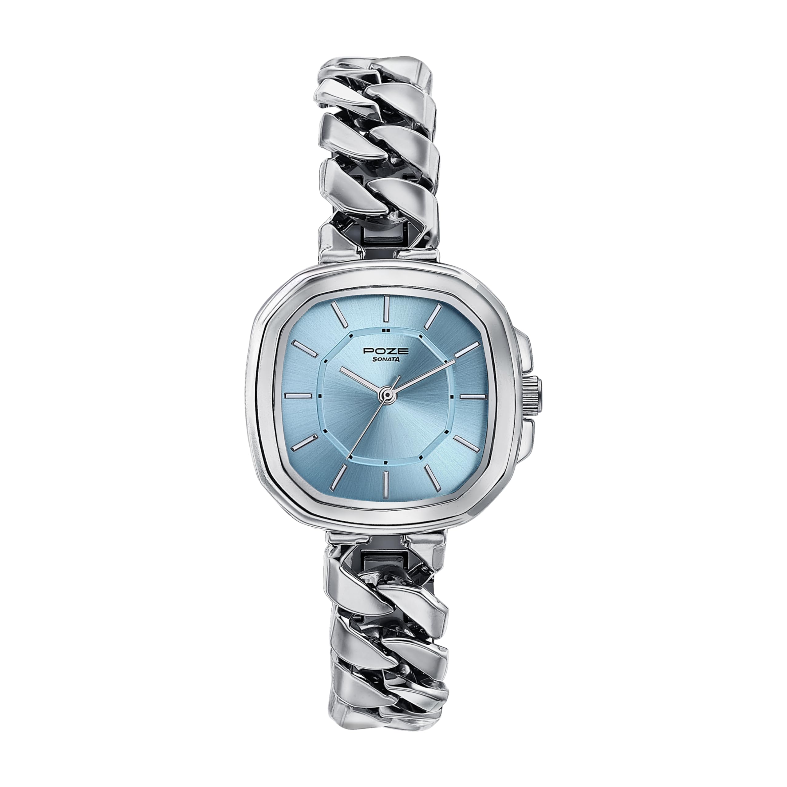 Poze Quartz Analog Blue Dial Chain Strap Watch for Women-image-32