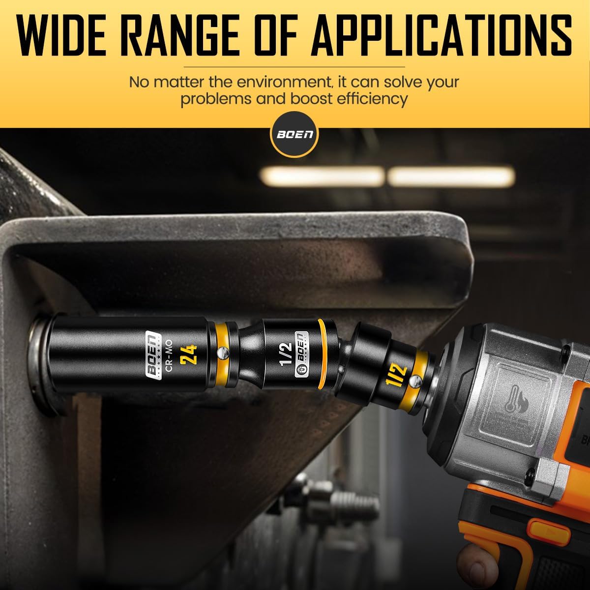 boen Magnetic Socket Extension, 1/2" Drive Magnetic Socket Adapters for Keep Bolts, CR-MO Steel Extension Bars with Magnetic Tips - Image 6