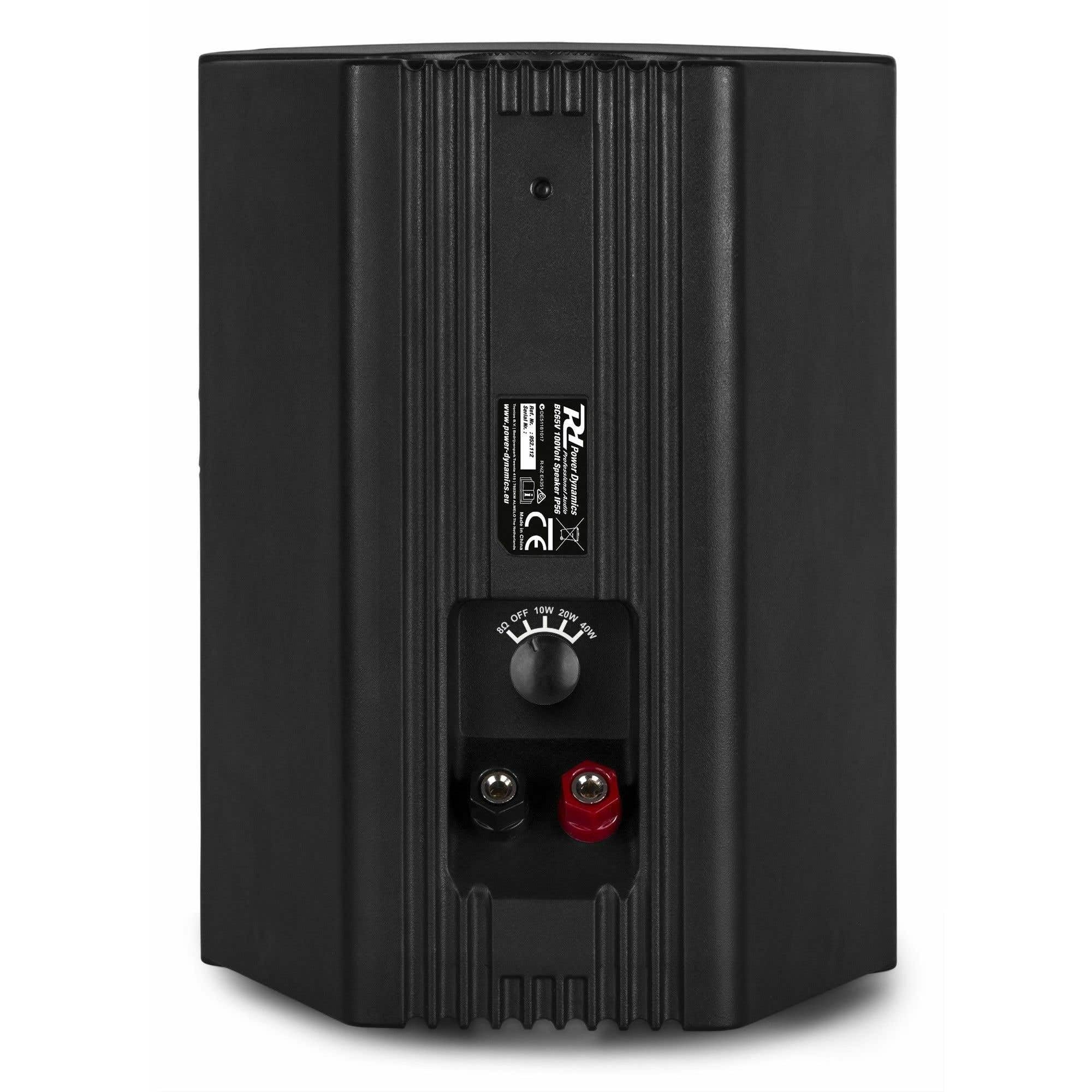 Power Dynamics BC65V - Lautsprecher Set 150 Watt, 100 Volt, 8 Ohm Innen- und Außenlautsprecher, Lautsprecher Boxen IP56, 2 Wege Speaker, In- Outdoor Speaker, Installationslautsprecher Schwarz