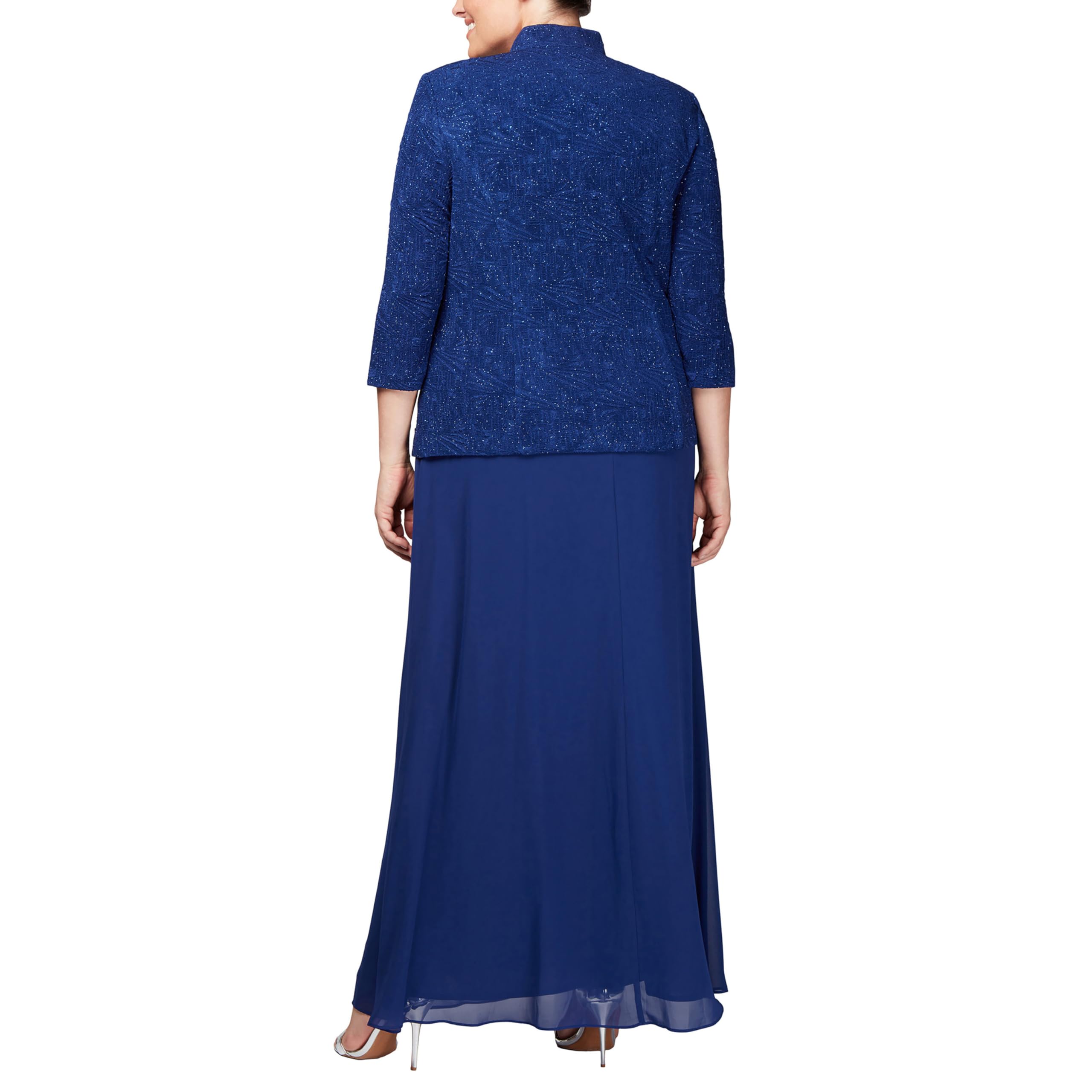 Alex Evenings Sukienka na specjalną okazję Kobiety Plus Size Long Dress With Mandarin Neckline Jacket