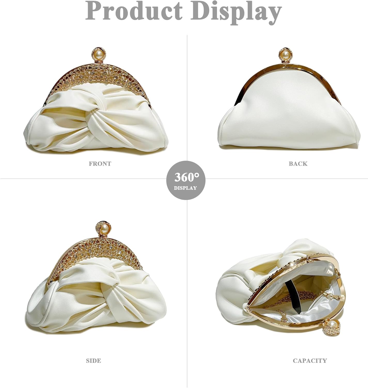 Rhinestone Evening Clutch Purse for Women, Sparkly Party Shoulder Handbag Wedding Bag with Chain - Image 5