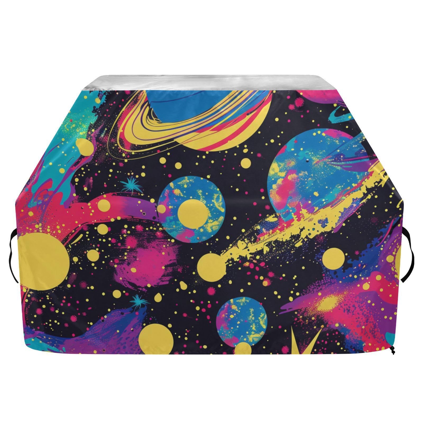Pop Art Planets pokrowiec na grilla 150 cm, wodoodporne, wytrzymałe, odporne na blaknięcie i promieniowanie UV, pokrowce na wędzarnie z regulowanym sznurkiem na kurz i wiatr