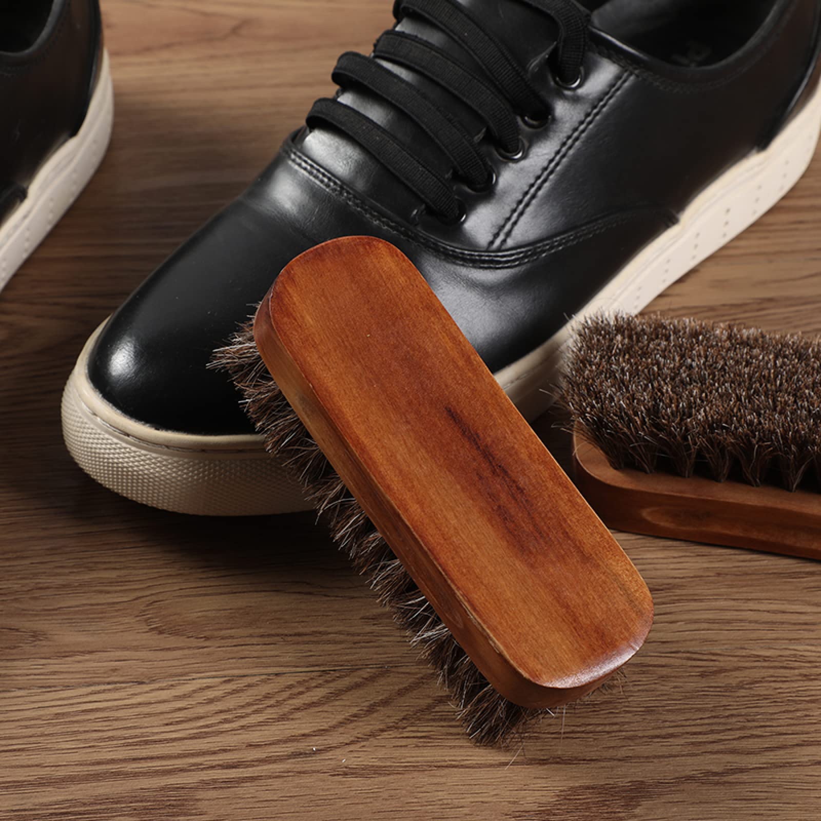 Spazzola Per Lucidatura In Crine Di Cavallo Manico In Legno Uso Per Scarpe In Pelle Borsa Cappotto Seggiolino Auto Rimozione E Lucidatura Della Polvere Morbida,5 Pezzi