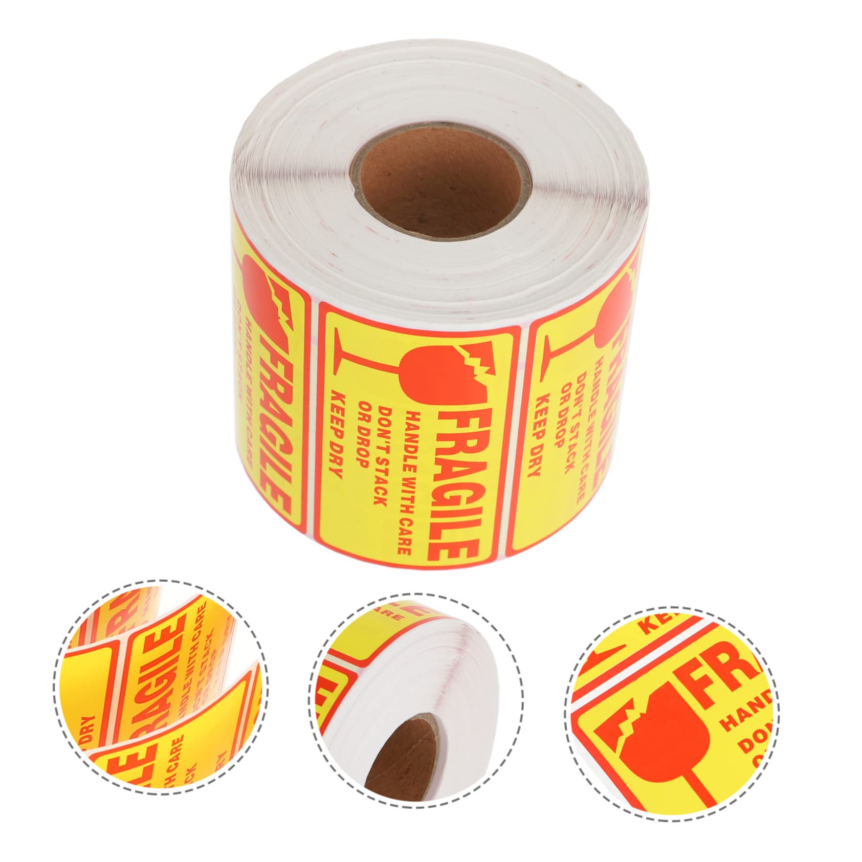 Etichette Adesive di Avvertenza per Spedizione Fragile 1 Rotolo | Carta Patinata con Adesivo, Rosso, Leggero e Resistente allo Stacco, Formato Singolo
