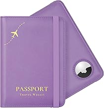 Stouchi Reisepasshülle, Airtag Reisepass Geldbörsen Kunstleder Passhülle Schutzhülle Tasche für Damen Herren, Reisedokumente,Geschenk Passinhaberdeckel Karteninhaber Violett