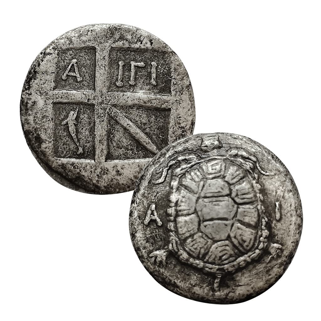 NIUBB Ancient Greece Aegina Turtle Silver Coin Aegina Turtle Coat of Arms  Roman Mythology Coin Engraving Collection : Amazon.co.uk: Toys & Games