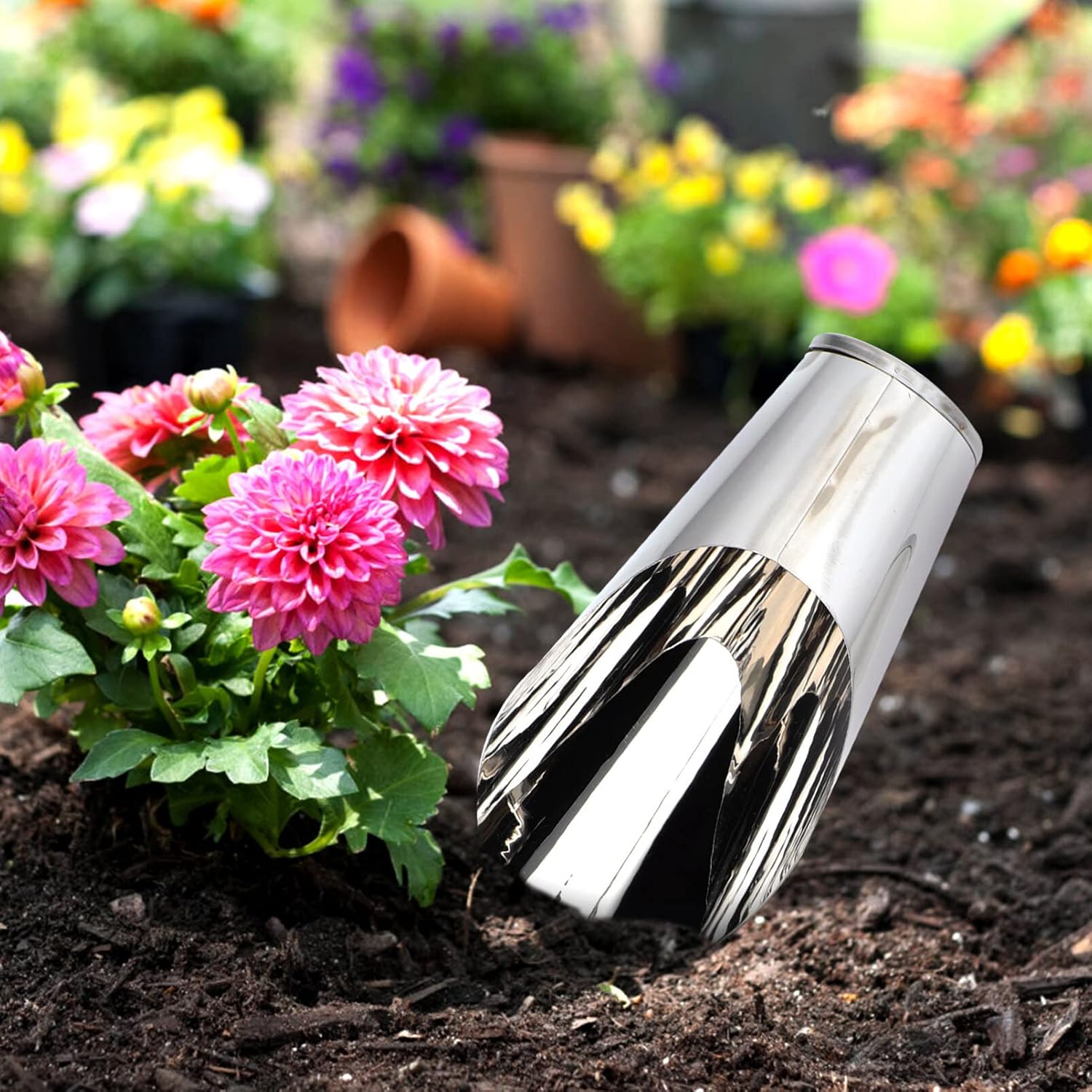 YARNOW Bonsai Soil Scoop Metal: Stainless Steel Garden Hand Soil Scooper Bucket Shovel Potted Succulent Plant Transplanting Shovel Spoon Bonsai Tool Kit Gardening Tool