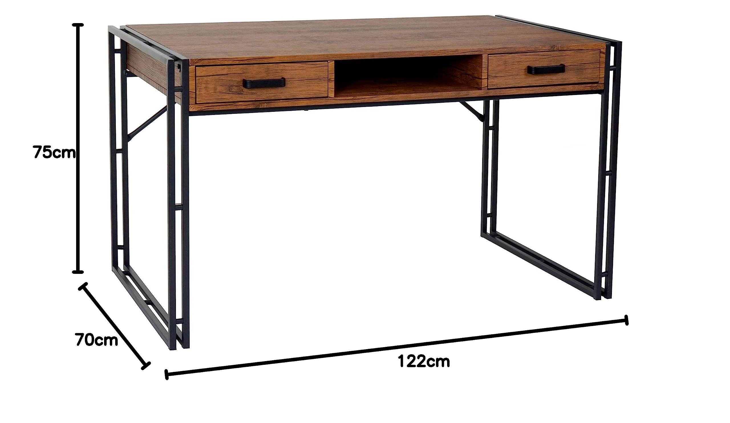 Mendler HWC-A27 Office Desk Computer Tisch 122x70 cm 3D Wild Oak - Dettaglio
