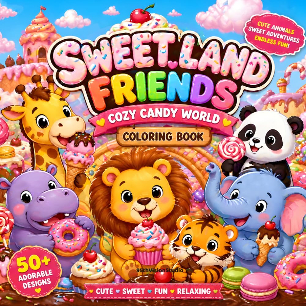 Sweetland Friends: Cozy Candy World Coloring Book: 50+ Adorable Designs