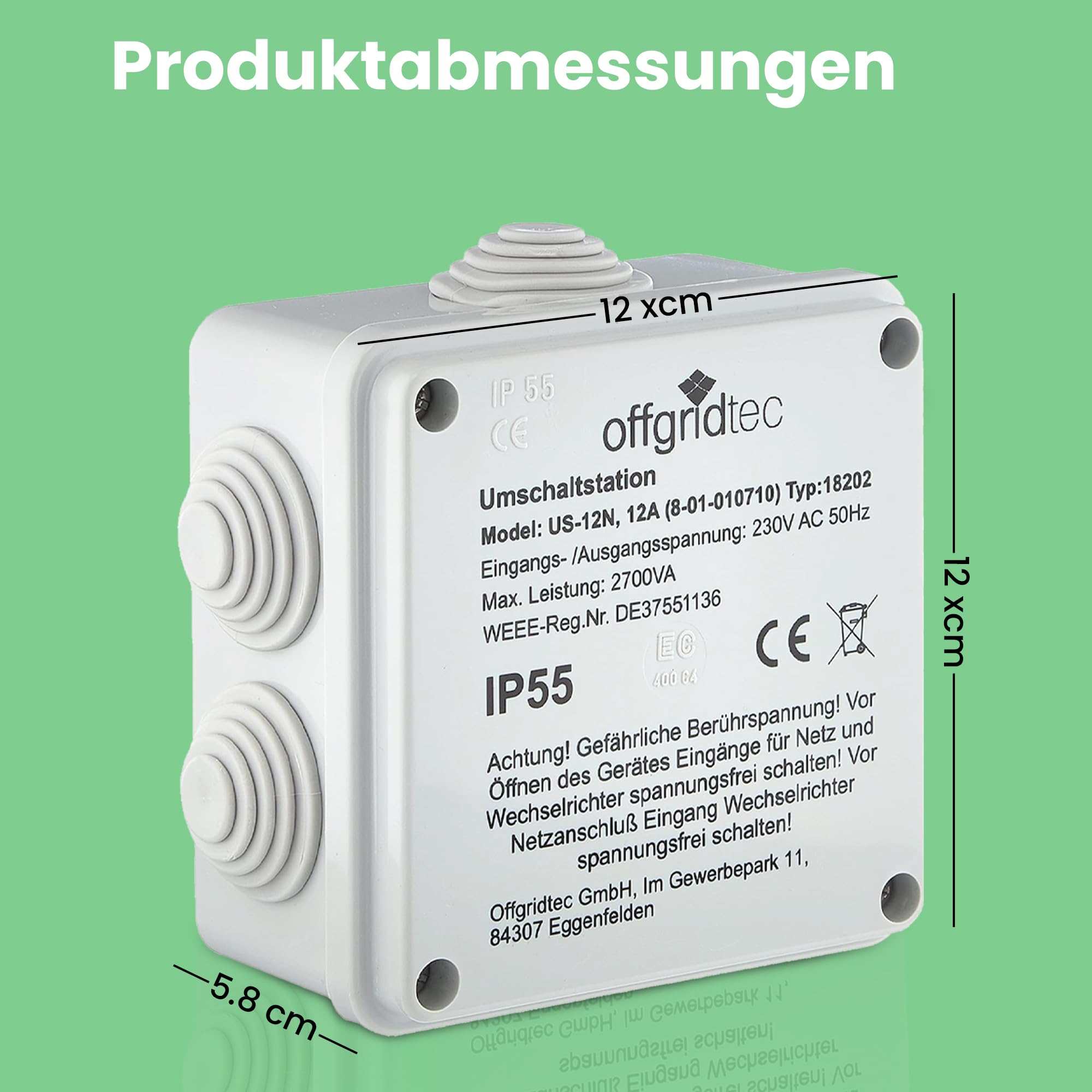 Offgridtec Umschaltstation für Netzvorrangschaltung USV Betrieb US230/12 12A 2700W 230VAC