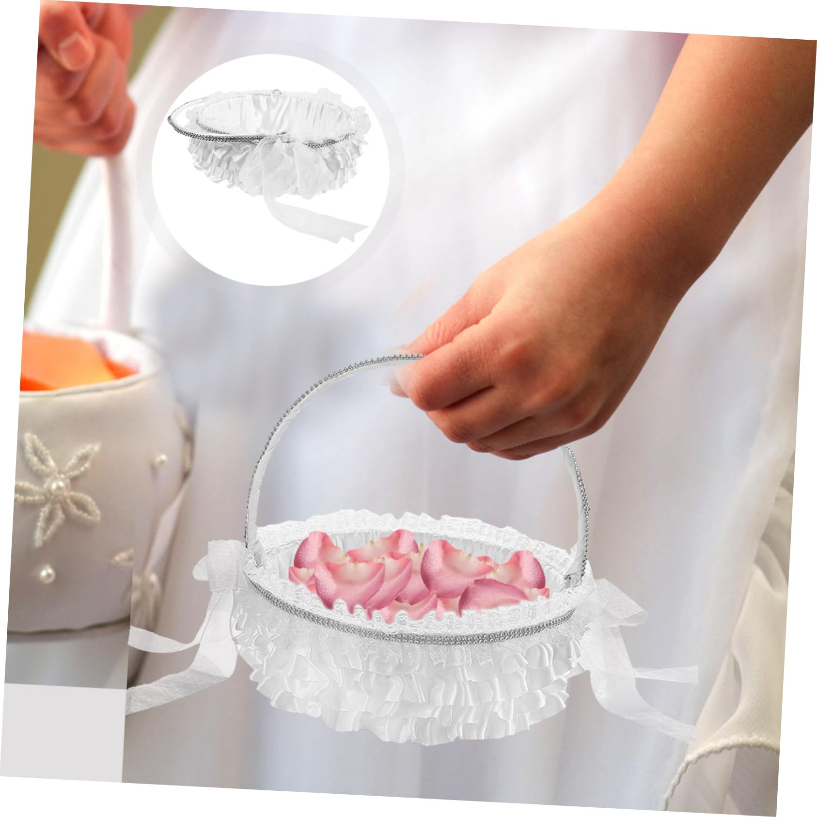 Panier De Demoiselle d 39 Honneur Panier De Pétales De Mariage Pour Événements Spéciaux Décoration En Dentelle Pour Fête De Mariage