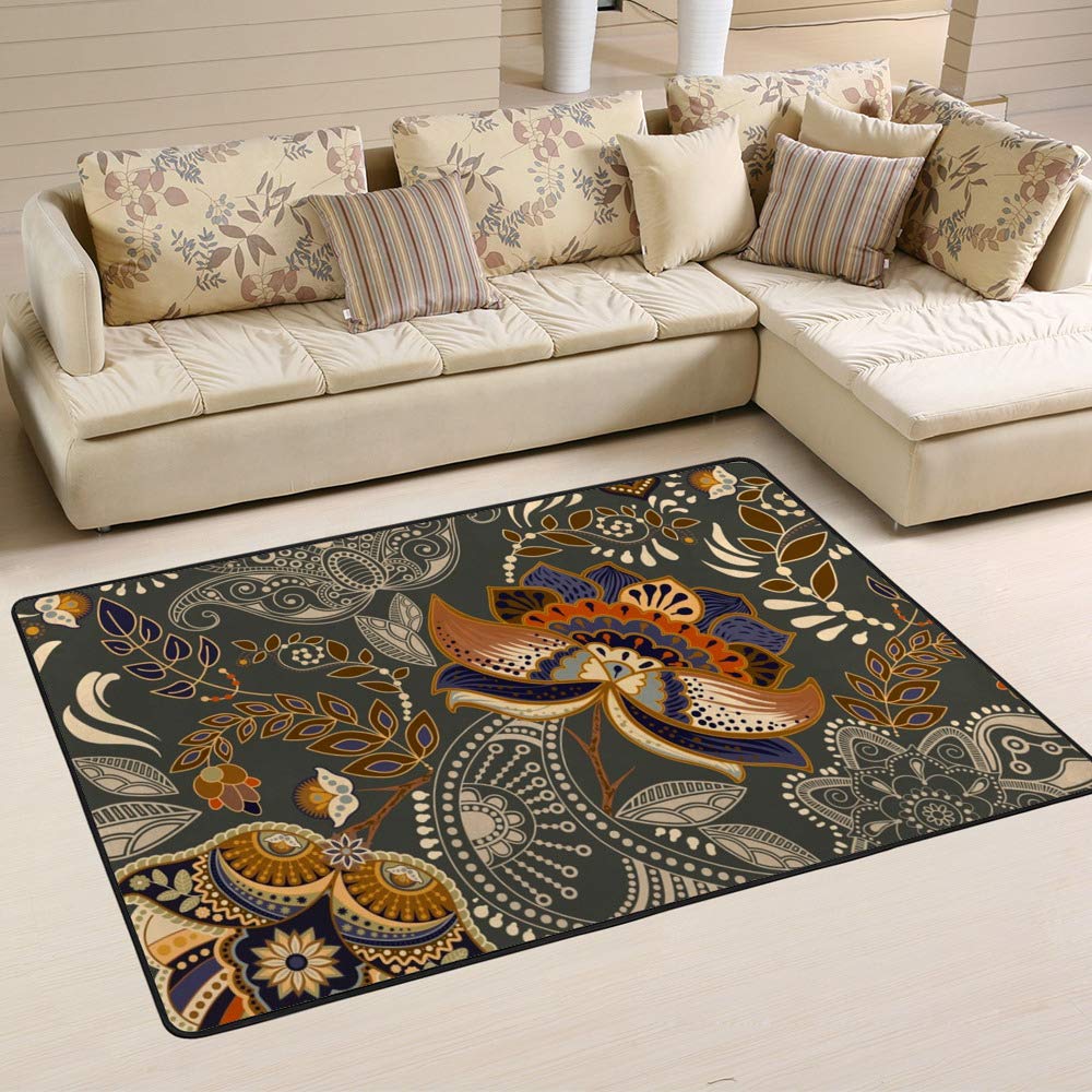 Tapis ethnique floral vintage pour réchauffer l'ambiance d'une chambre à coucher