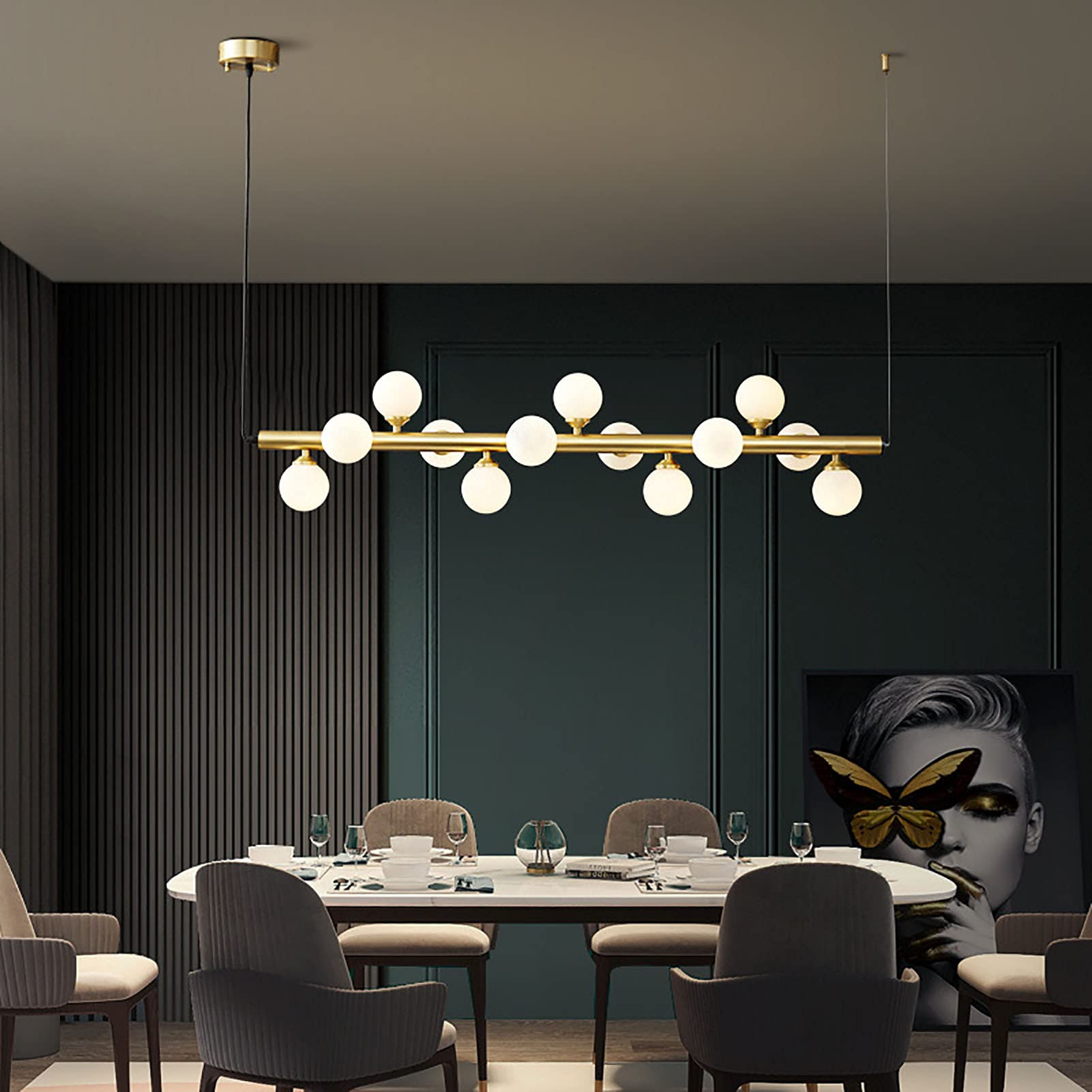 Nordic Brass Magic Bean Pendant Light for Dining Room Island