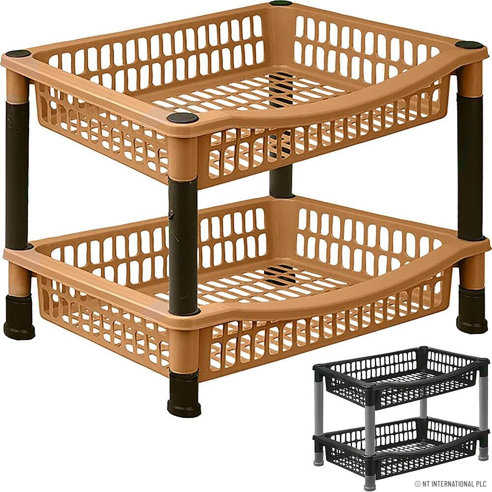 BARGAINSGALORE 2 TIER PLASTIC VEGETABLE RACK KITCHEN STORAGE FRUIT