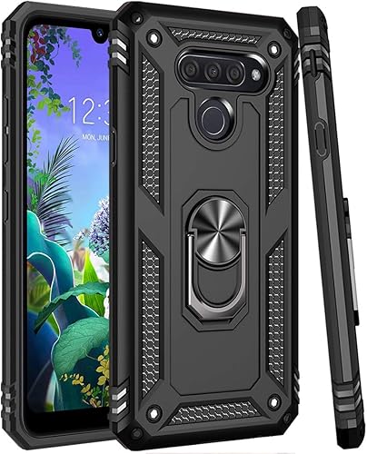 Compatible con LG K50 Case/Funda de teléfono LG Q60, [grado militar] Soporte magnético para anillo de coche Soporte Funda protectora (negro)