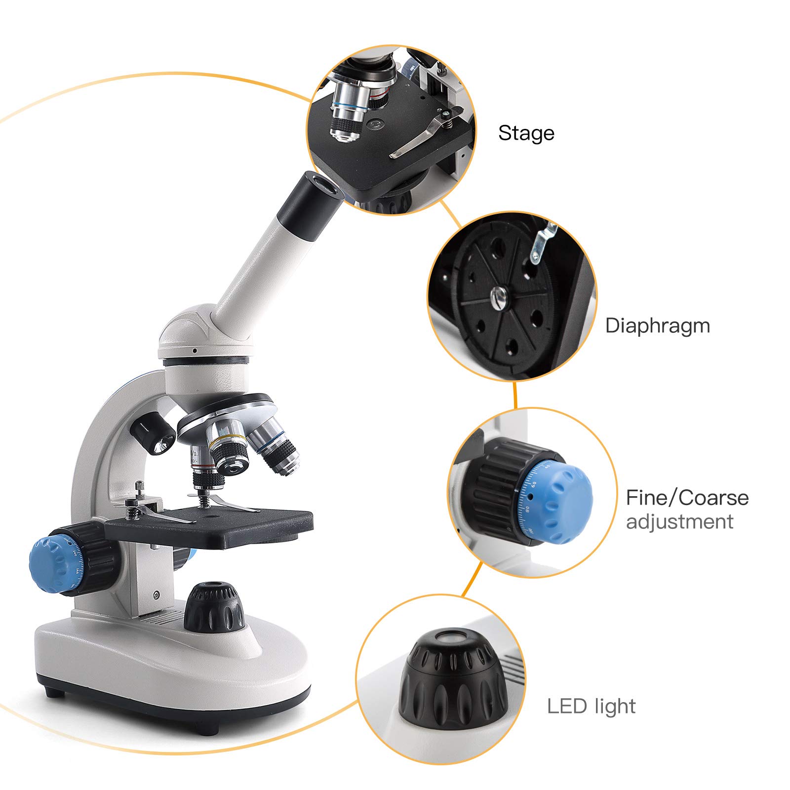 Microscopio monoculare Microscopio Swift SS110-DL, 40X-1000X, microscopio per Bambini e studenti, oculare WF10X / 25X, doppia illuminazione
