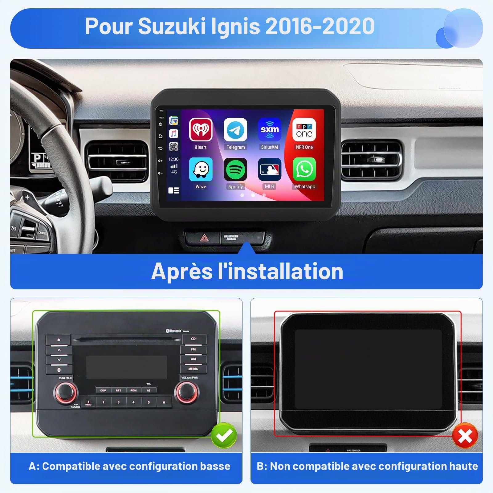 Inefala 4+64G 9'' Android 15 Autoradio pour Suzuki Ignis 2016-2020