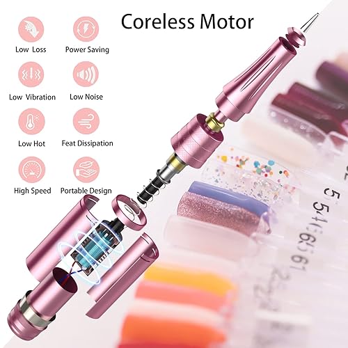 Miniatura 2 de FocoMyLord - Máquina portátil de 35000 rpm kit profesional de uñas para acrílico uñas de gel herramientas de pulido de manicura y pedicura con 12