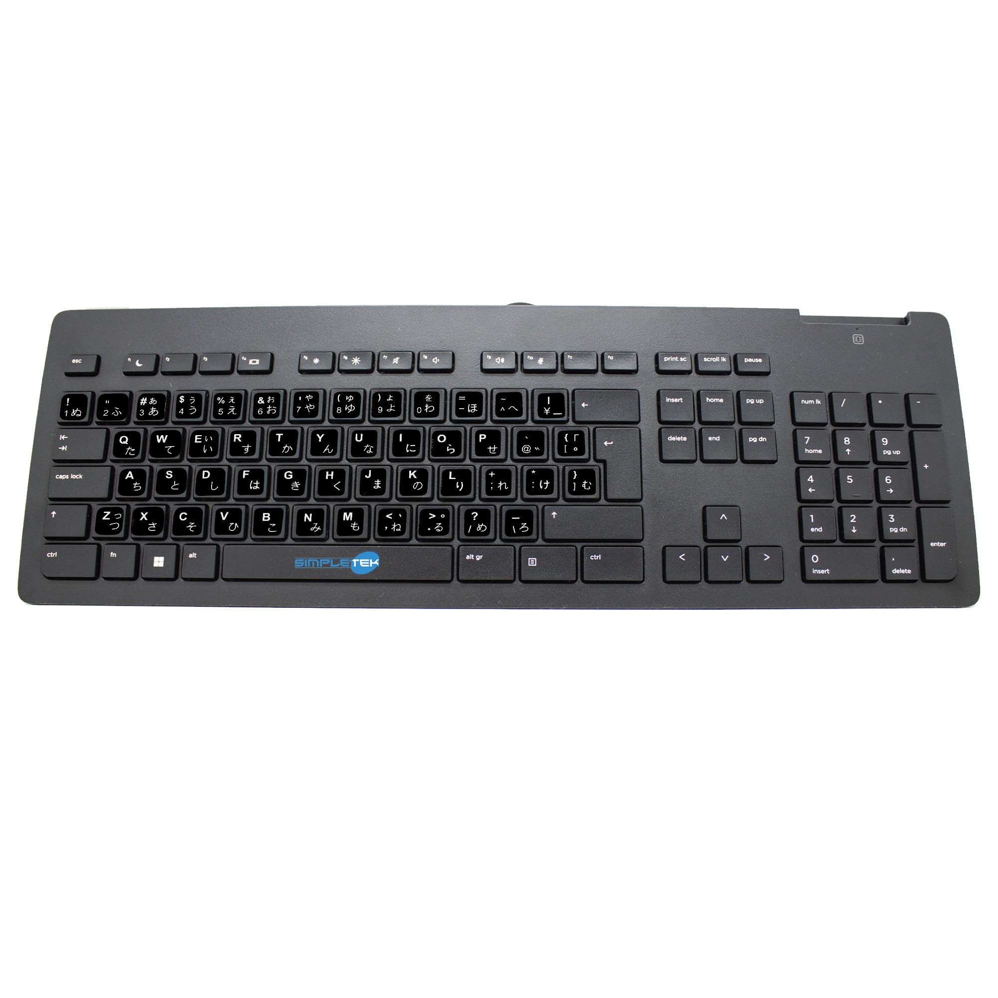SIMPLETEK - Teclado Slim USB Lector SmartCard Layout QWERTY japonés | Modelo con cable ultra delgado con lector de tarjetas integrado, escritura silenciosa y cómoda para oficinas y empresas