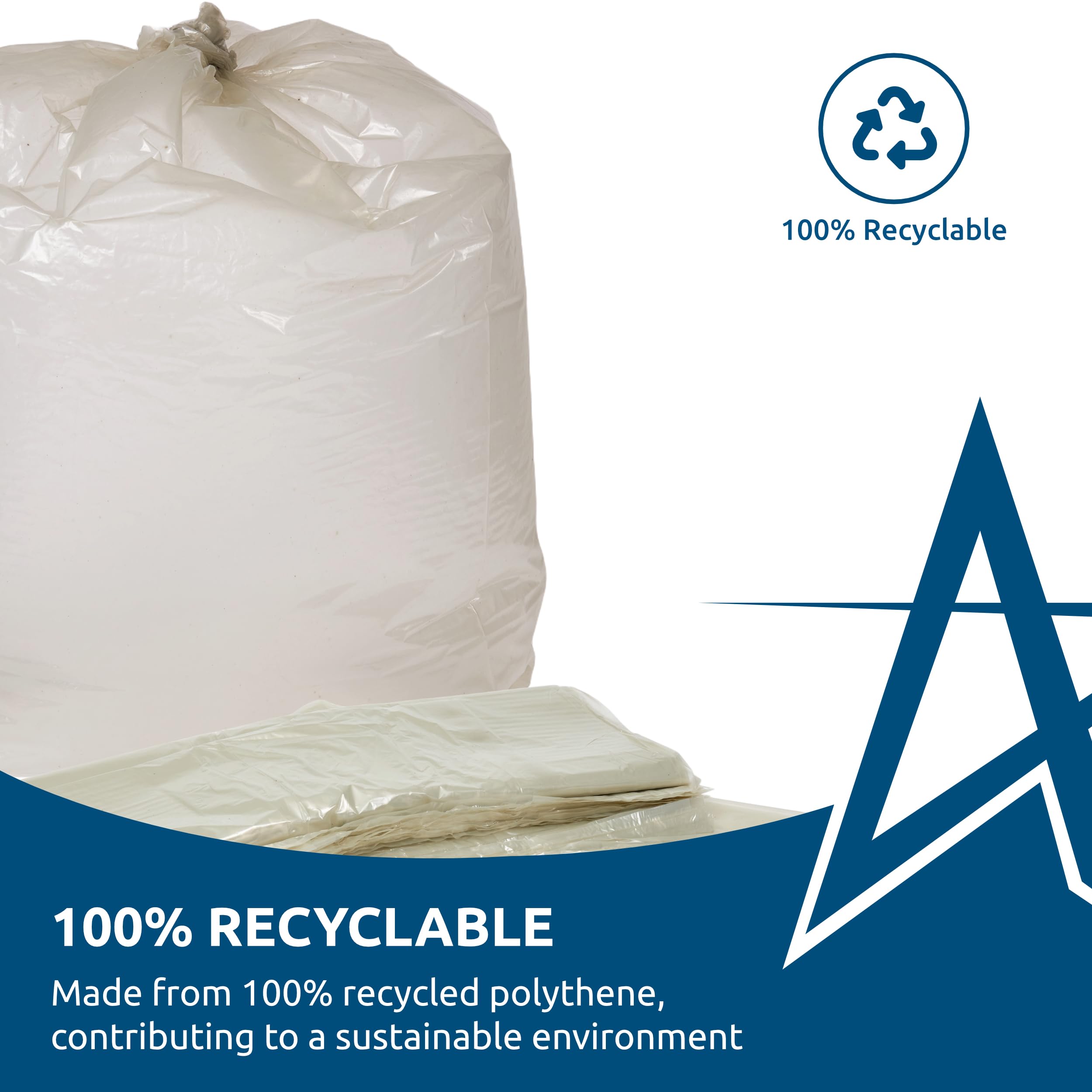 Andarta - Sacs poubelle transparents haute résistance – Boîte de 400 (capacité de 90 l) – Sacs poubelle très résistants – Peut contenir 15 kg de déchets – Sacs de recyclage transparents – Fabriqués à