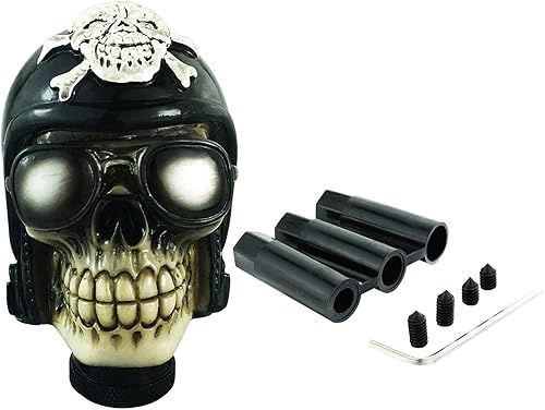 Miniatura 5 de Abfer Pomo manual para palanca de cambios de coche, estilo pirata, se adapta a la mayoría de vehículos de transporte (lentes negros)