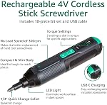 Amazon Basics par SKIL 4V Tournevis sans fil avec 10-Piece Ensemble de points et USB câble