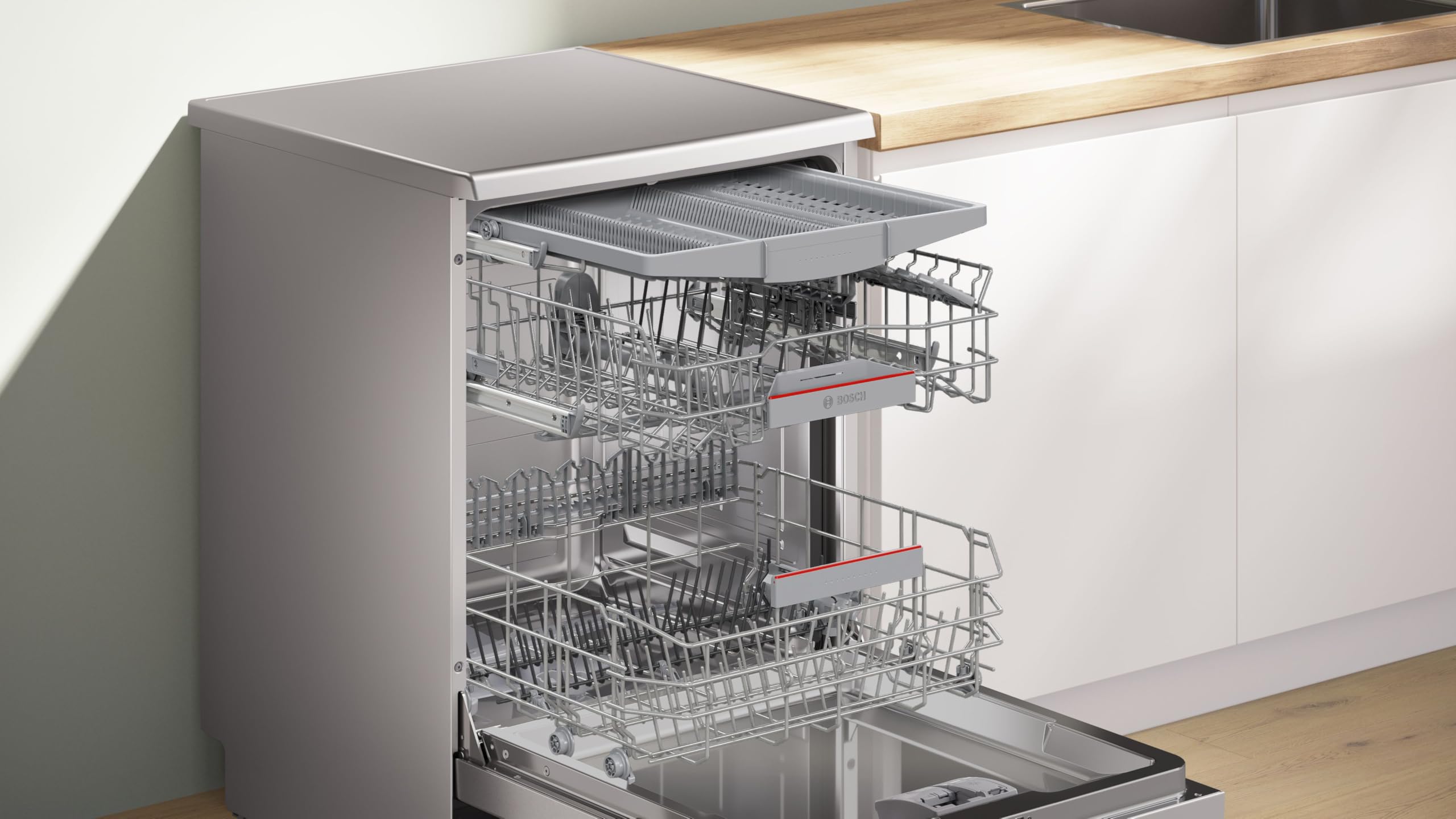 Bosch SMS4ECI28E Serie 4, Lavastoviglie da libera installazione, Home Connect, Diagnostica da remoto, Assistente al lavaggio, Green Collection, Acciaio, 60cm