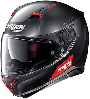 Nolan N87 Emblema N-Com Helm Schwarz Matt/Rot M (58)