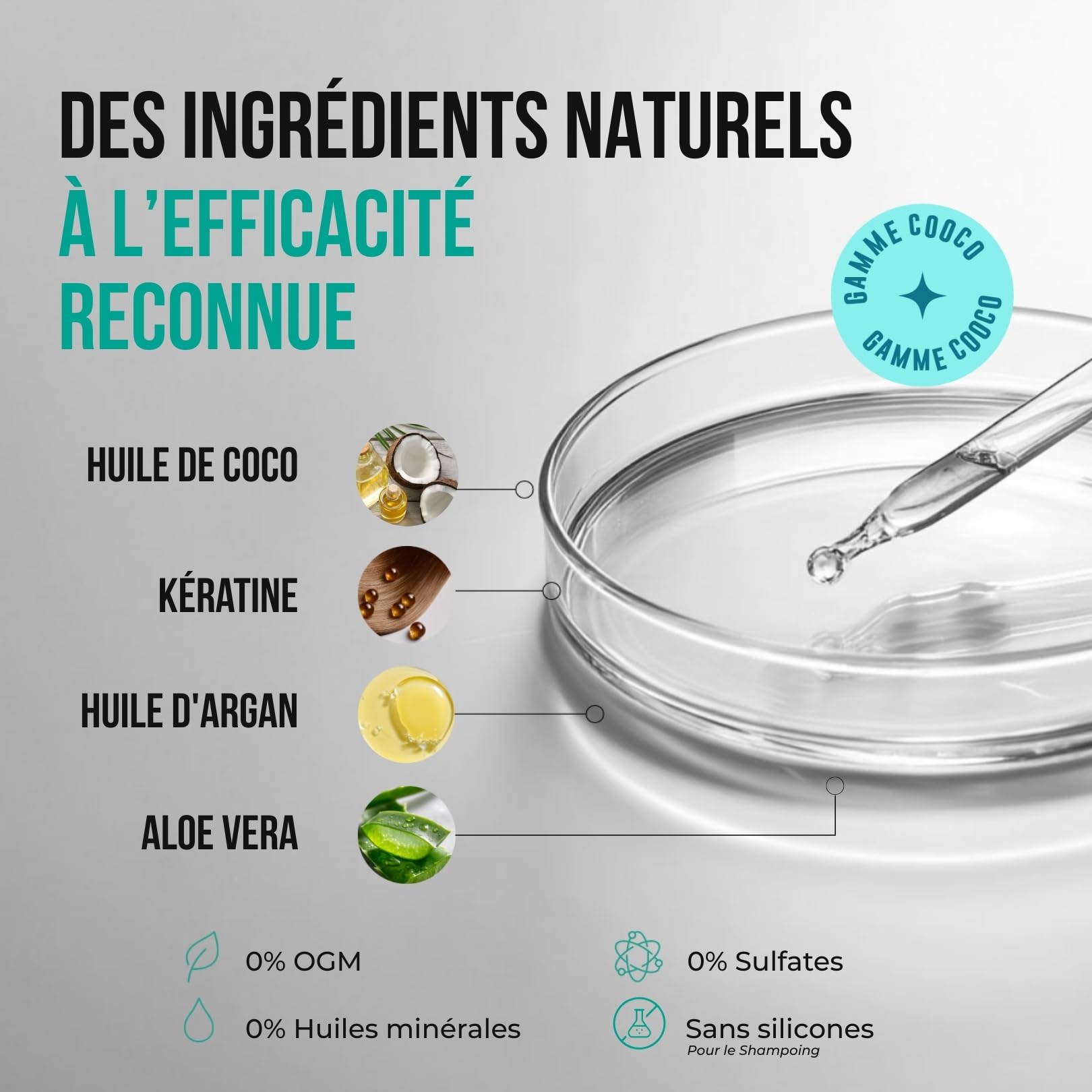 KERARGAN - Routine Coco 4 Soins Hydratants Cheveux Secs - 3x250ml+50ml | Shampoing, après-shampoing, masque et sérum, routine complète pour hydrater, nourrir et lisser les frisottis