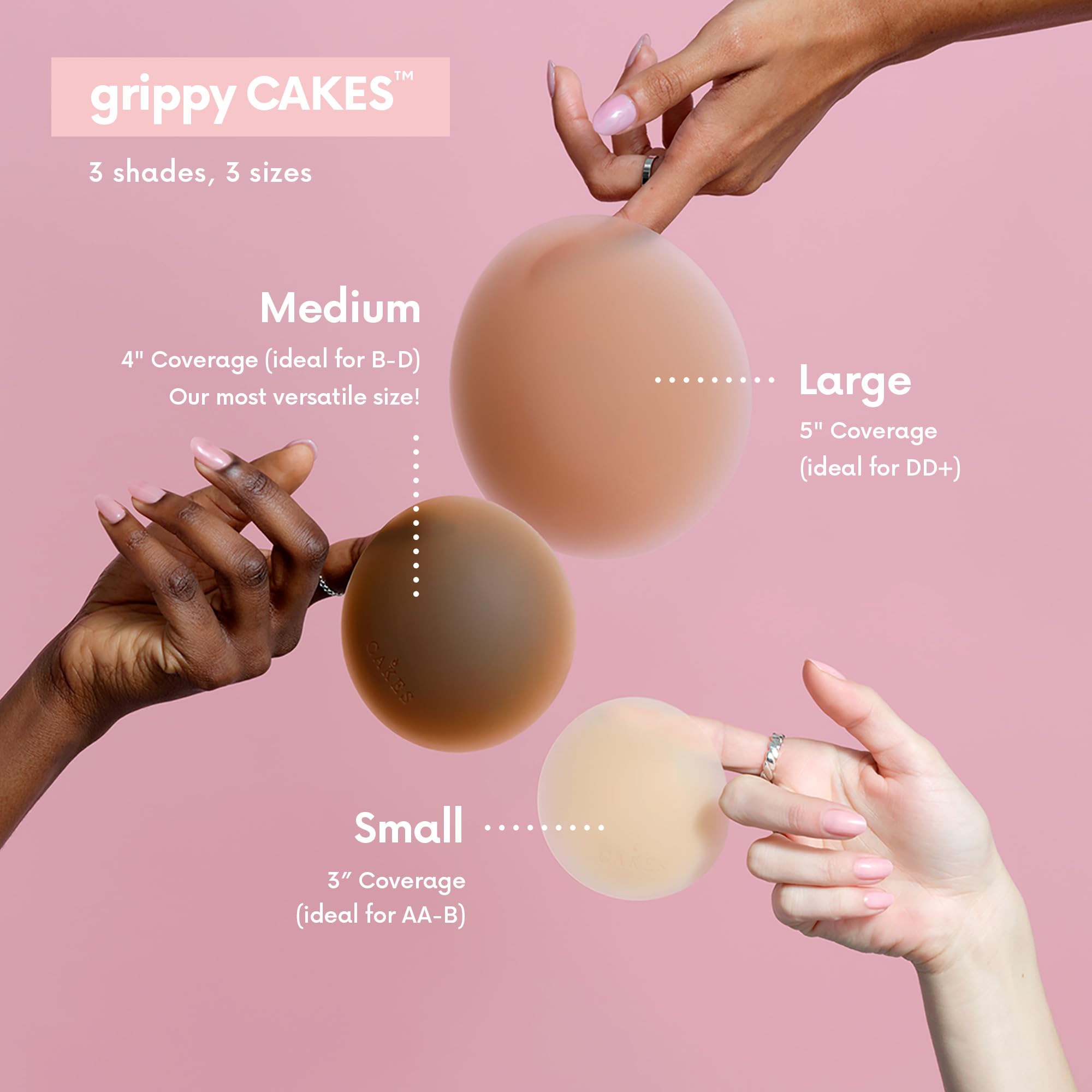 CAKES Body Grippy (no adhesivo) - Fundas triangulares para pezones para mujer