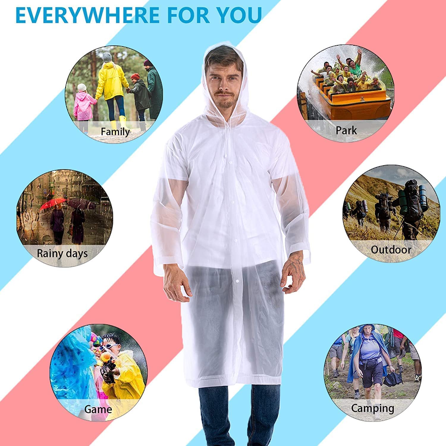 Allextreme EVA Waterproof Unisex Rain Coat Hooded Full Sleeves Outdoor Men, Women, Boys & Girls Rainwear Poncho Raincoat for Camping, Hiking & Travelling (Universal Size,1 Pc Random) 2