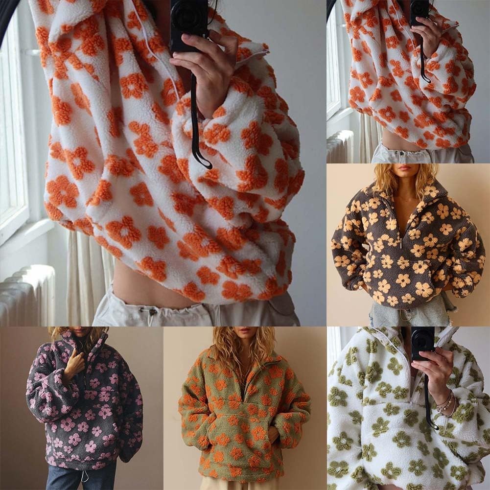 Maglione da donna casual a maniche lunghe oversize con cerniera maglione caldo vintage felpe per uso quotidiano e all'aperto