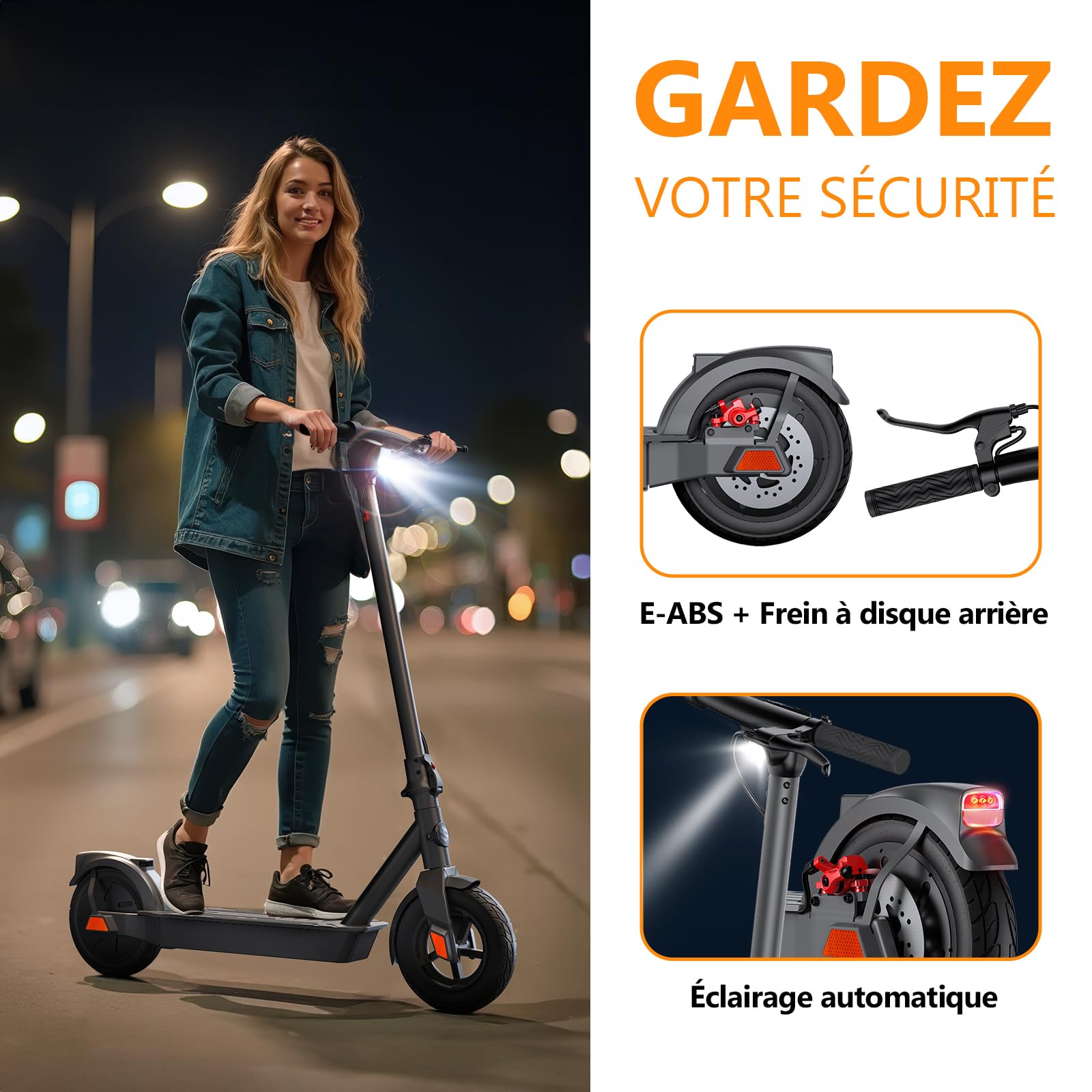SISIGAD Trottinette Électrique Adulte 10 Pouces Electric Scooter avec App, Portée Maxi 42km Batterie 36V 10.4AH Trottinette Électrique Pliable avec Vitesse Maxi 25km/h Moteur 350W, avec Double Frein