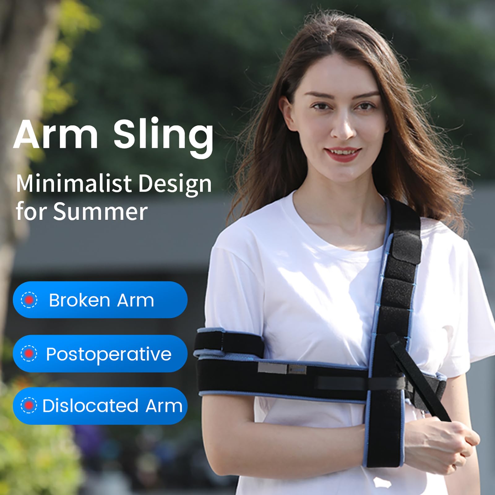 Inmovilizador de Hombro con Cabestrillo de Brazo, Soporte de Codo portátil, Anillo Fijo con diseño de Tres Secciones, Gancho Externo para Pulgar, para Brazo Roto, Hombro dislocado, postopera