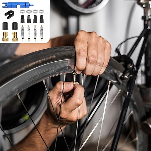 Miniatura 5 de Kit de reparación de núcleo de válvula Presta de 18 piezas, incluye 2 tapas de plástico y herramienta de extracción de núcleo de válvula de