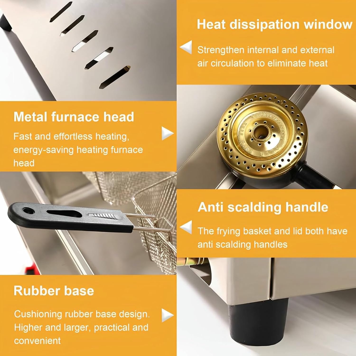 Commercial Deep Fat Fryer,10L Capacity,Stainless Steel,Includes 2 Baskets and Lid,Ideal for Home Kitchen and Restaurants