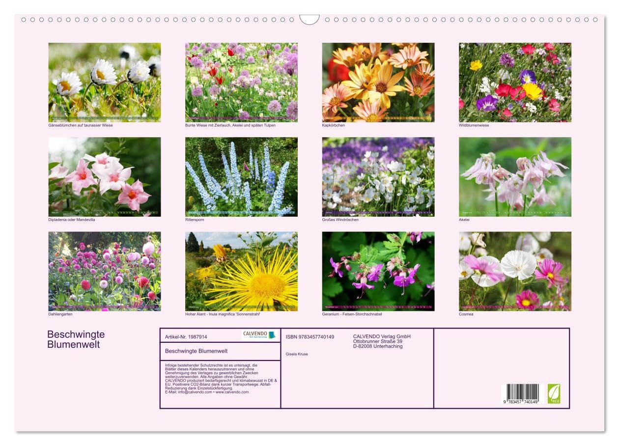 Beschwingte Blumenwelt (Wandkalender 2026 DIN A2 quer), CALVENDO Monatskalender: Ein Blütentanz quer durch den Sommer (CALVENDO Natur)