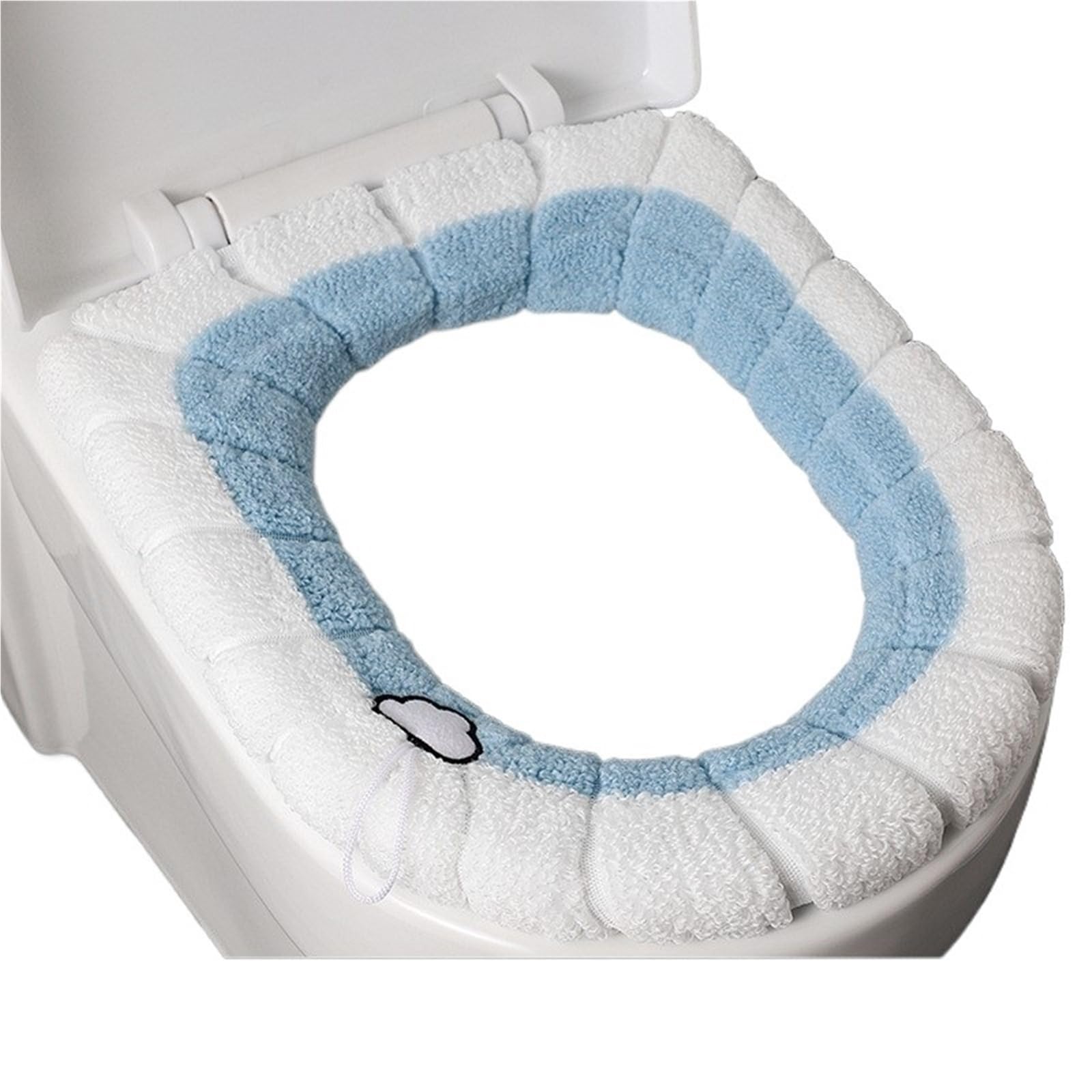 PADGCNOR Soft Toilet Seat Cushion Thickened Plush O-Type Warm Toilet Cushion Universal Winter Seat Cover(Blue with handle)