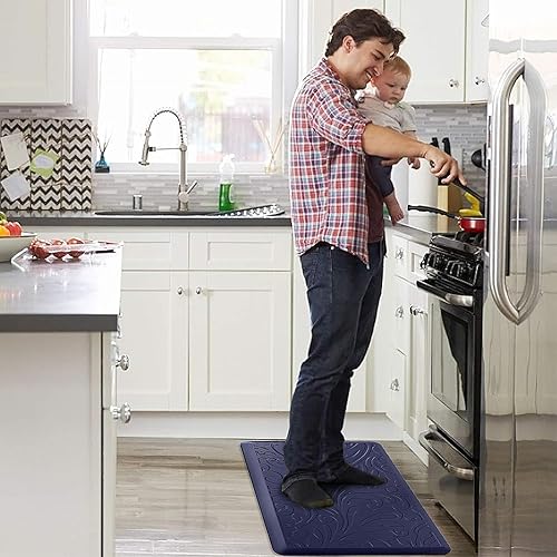 Miniatura 30 de KMAT Tapete de cocina acolchado antifatiga, impermeable, antideslizante, tapete ergonómico y cómodo para el hogar, oficina, fregadero, lavandería